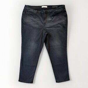 SLINK Jeans Women Sz 24 Black Darla Curvy High Rise Straight Leg Stretch Denim